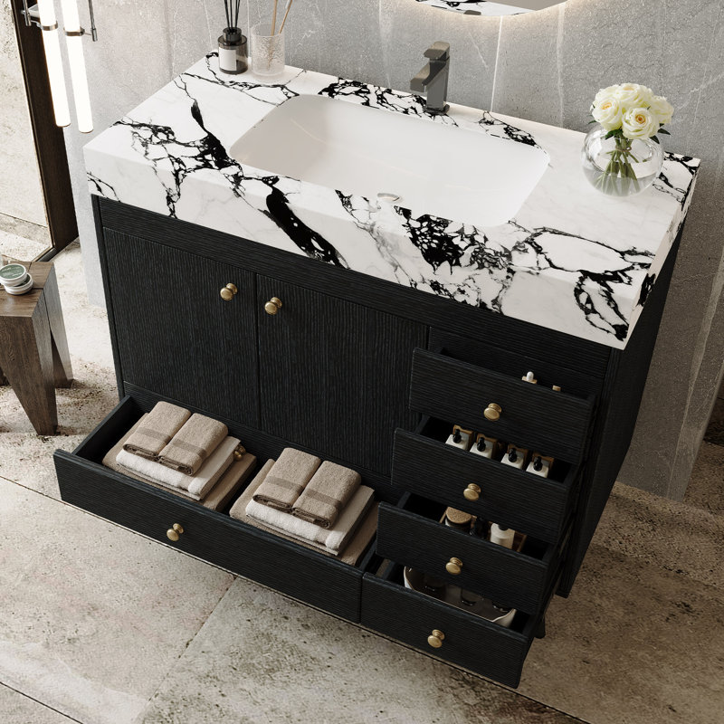 Meubles-lavabos modernes (incluant le meuble et le lavabo) avec rangement, 91 cm (36 pouces)., Black