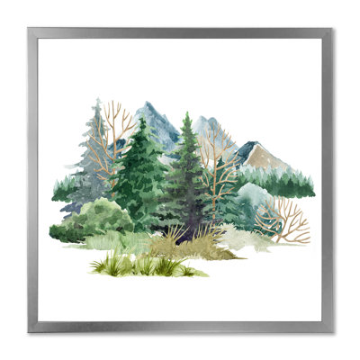 Nature, pelouse de forêt, brousse d'arbres, herbe I - peinture sur toile