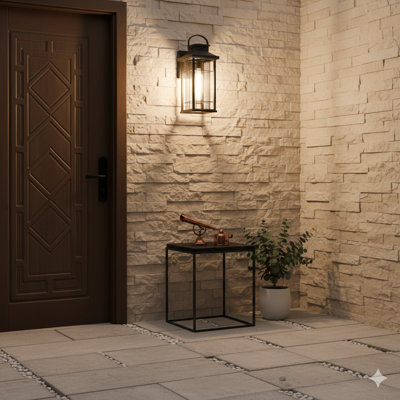 A Pair Of Modern Outdoor Porch Lights With A Textured Black Finish, Designed For Wall Mounting. These Waterproof And Rust-Resistant Sconce Lanterns Are Suitable For Houses, Front Porches, And Garage Areas (Set Of Two).