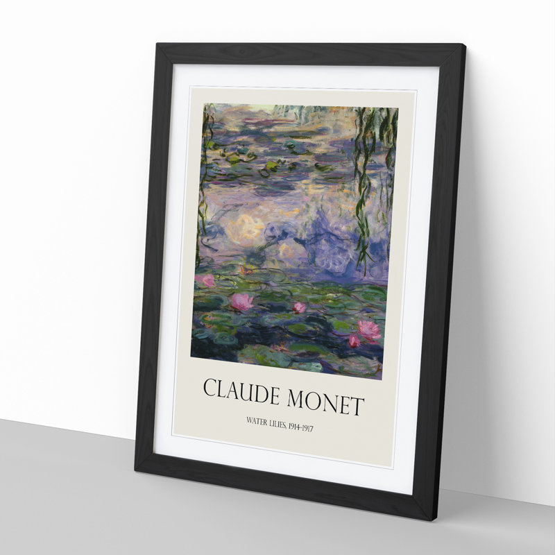 Water Lilies Lily Pond Vol.11 by Claude Monet - Picture Frame Art Prints, 65cm H x 48cm W x 2cm D, Black Framed