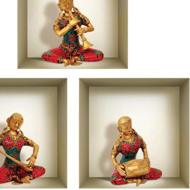 Ensemble de trois autocollants muraux carrés 3D