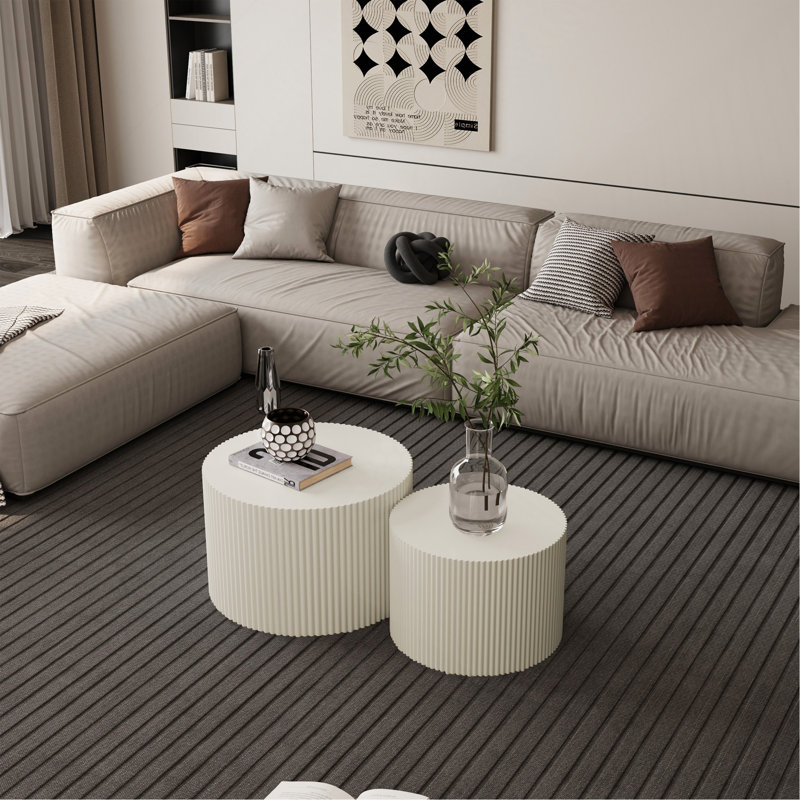 Ensemble de tables basses gigognes Wave, Beige