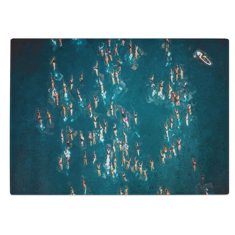 Tempered Glass Swimmers in Brazil Chopping Board, 39 cm W x 28.5 cm L