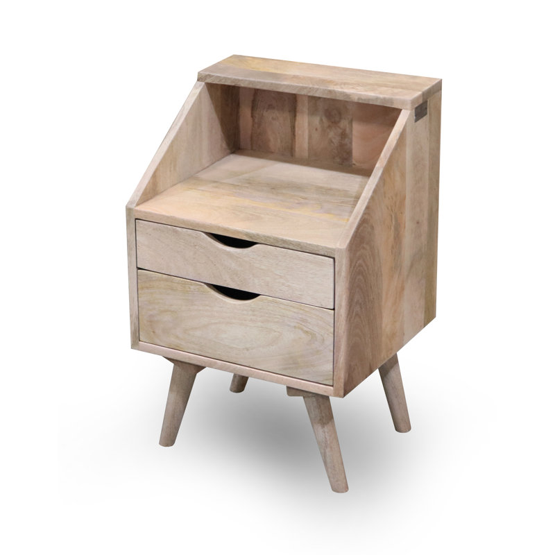 Rousseau 40cm W Solid Wood Bedside Table, Natural