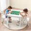 Ensemble de table d'activité pour enfants et 2 chaises, ensemble de table de jeu à deux faces Blocks, table de tout-petit et chaise avec rangement pour enfants de 3 ans et plus, grand espace de rangement, cadeau pour garçons et filles, blanc