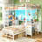 Bunk Bed with 2 Desk and 6 Storage Drawers & 2 Toy storage boxes, LED Metal Twin Captain Bed Small Bedroom Maximize space utilization for 2 Kids-1826737419