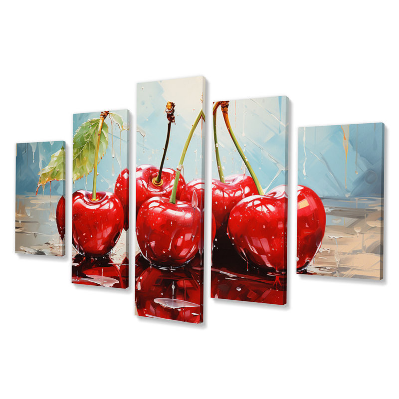 «Fruit Abstract Cherry Expressive I» sur toile, reproduction de 5 pièces