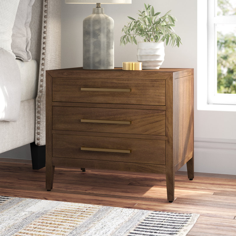 Pama 3 - Drawer 26" Nightstand, Brown