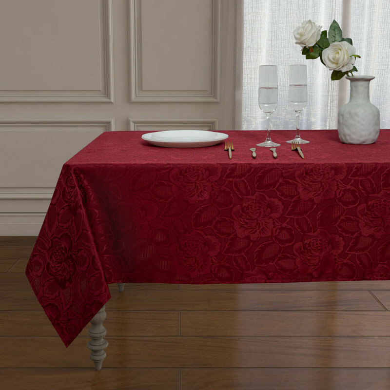 Anthonyville Shabby Elegance Tablecloth, 104" x 60", Burgundy