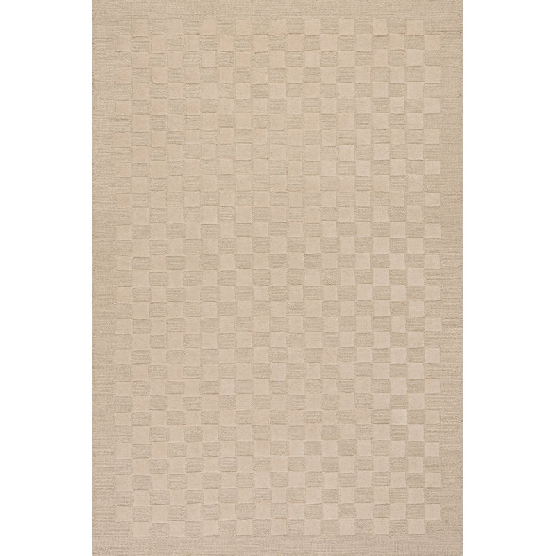 Linthea Modern Checkered Handmade Wool Rug, Rectangle 7'6" x 9'6"