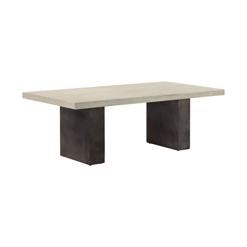 Table basse moderne en béton et chêne gris Zabelle
