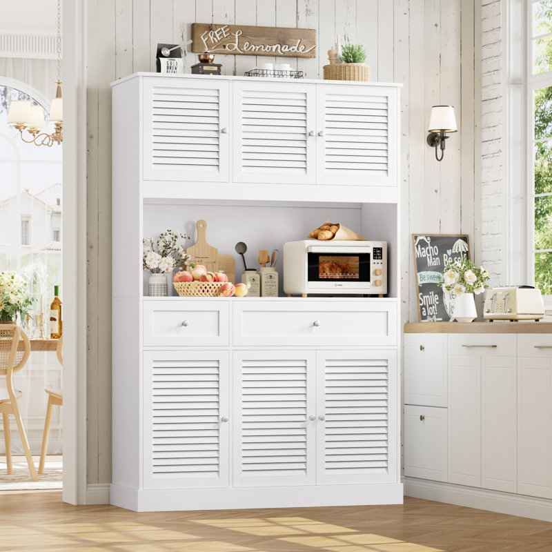Garde-manger 70,5 "avec portes à persiennes et tablette à micro-ondes