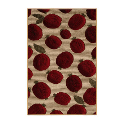 Washable Cranberry Fruits Area Rug