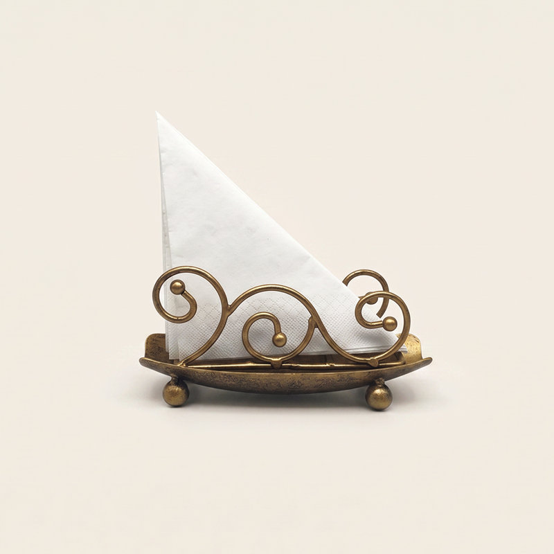 Porte-serviette de table en bronze antique pour table, porte-serviette en fer à volutes rétro avec base de bateau, support pour cuisine, salle à manger, restaurant et café