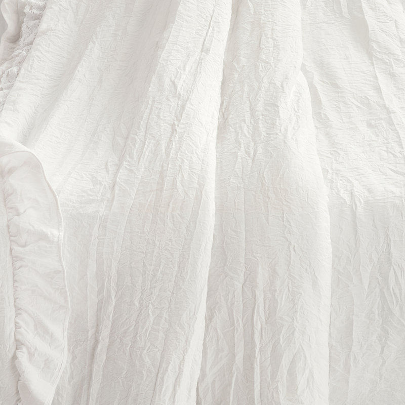 Lush Decor Ella Ruffle Lace Throw Blanket, White