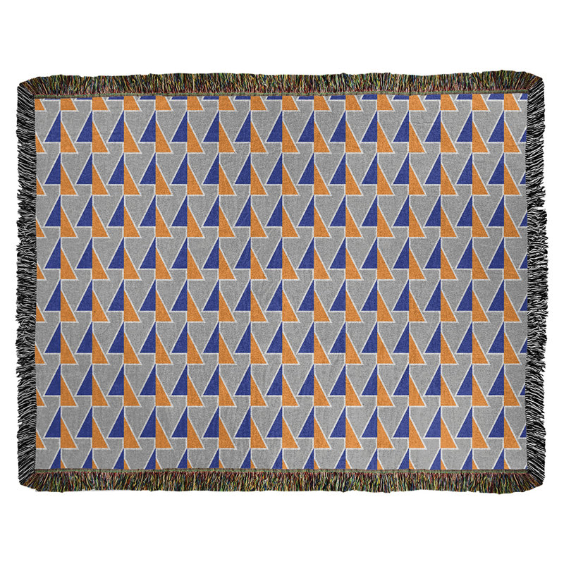 Couverture en coton tissé à flèches changeante, l 50 po x L 60 po, Bleu/orange