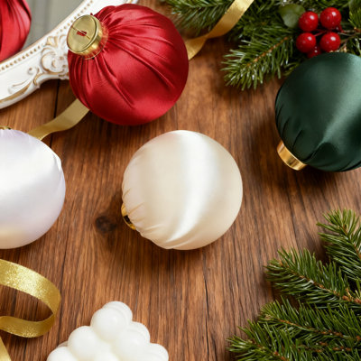 30Pcs Satin Christmas Balls Ornaments,Velvet Christmas Balls Set ,3.15 Inch Plastic Shatterproof Xmas Hanging Ornaments Decorations,Multicolor Christm