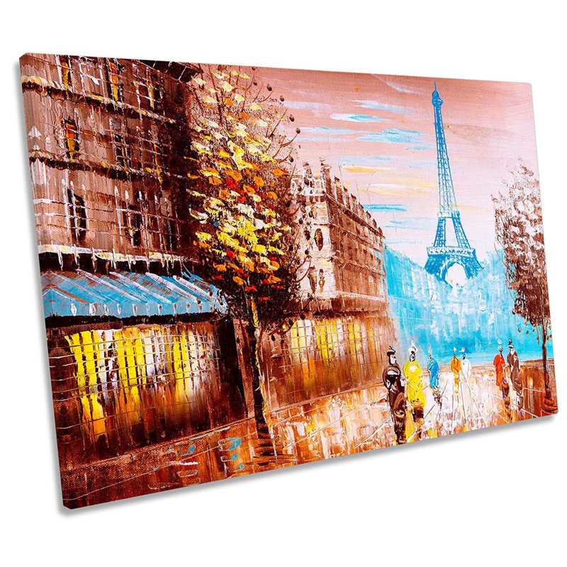 Paris Eiffel Tower Brown City - Wrapped Canvas Print, 30.5cm H x 45.7cm W x 2cm D