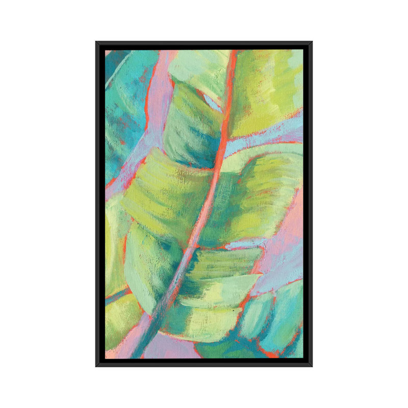 Reproduction d’art « vibrant Palm feuilles II » par Jennifer Goldberger, H 26 po x l 18 po x 1,5 po, Toile avec cadre noir