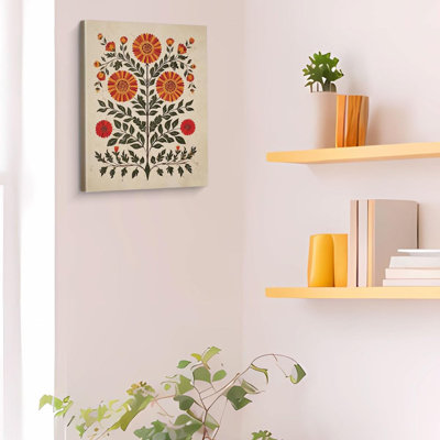 Boho botanique sur toile, art mural souci rétro mexicain, peinture Cottagecore, décoration murale pour maison de campagne, salon, 8 x 10 pouces