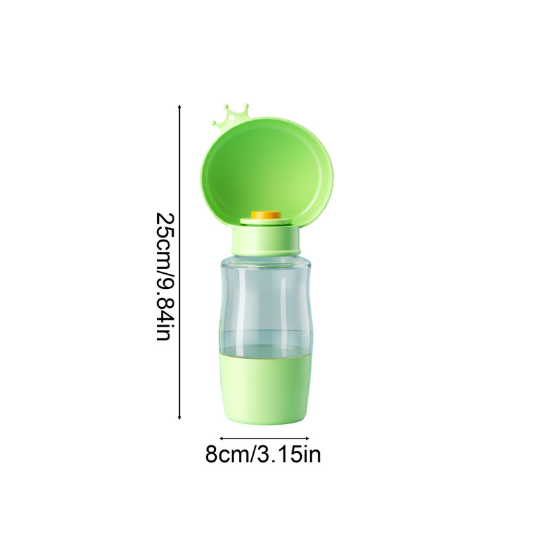 Tasse portative à boire pour animaux à usage extérieur combinant tasse d'eau et tasse à nourriture, 9,84 x 3,15 po, vert