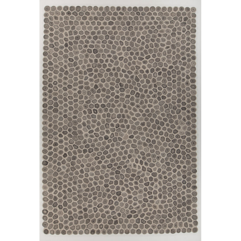 Tapis taupe en laine fabriqué à la main Williamsburg Dhurrie, Rectangle 5 pi x 7 pi 6 po
