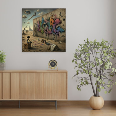 Surreal Desert Graffiti Wall Surreal Abstract Contemporary Landscape Urban Wall Art Print by Katie Towers - Wrapped Canvas Print