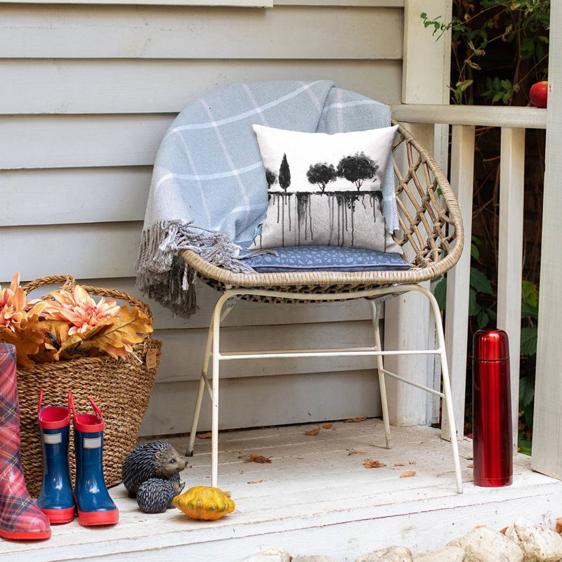 Industrial White Pillow - Ink Bleeding Trees – Outdoor Throw Pillow with Insert, Weather-Resistant