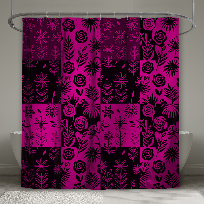 Rideaux de douche roses, L 70 po x H 72 po