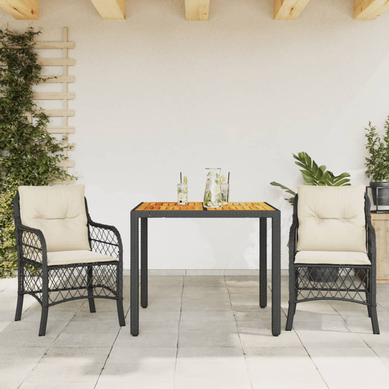  Bistro Set Black, Cream White