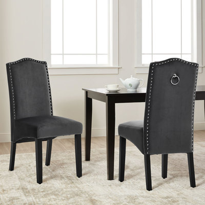 Eatonville Set of 2 Velvet Upholstered High Back Dining Chairs