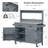 K&K 54.1" Outdoor Kitchen Island with High Shelf, Large Outdoor Potting Bench Table with Stainless Steel Top and Storage Cabinet, Solid Wood Grill Cart With Lockable Wheels for BBQ, Garden, Grey Blue-386058405