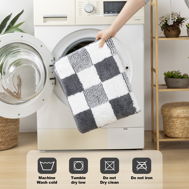 Boho Absorbent Non-Slip Bath Rug (Set of 5), Gray