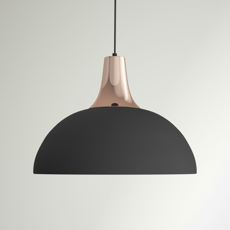 Ainsley 1 - Light Matt Black/Copper Dome Pendant
