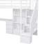 Lit mezzanine simple à faible encombrement avec bureau en L, tiroirs, armoire et escalier de rangement - Armoire à finition blanche et design élégant-456848457