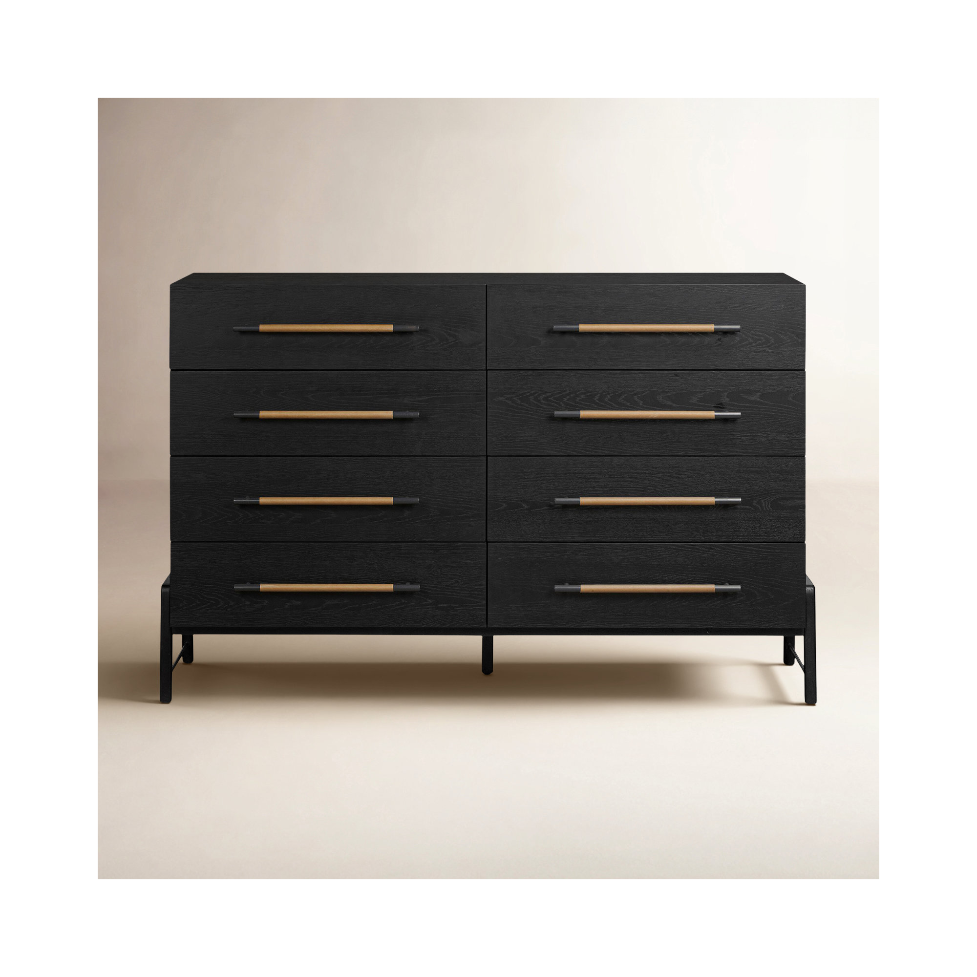 Karsten 8 Drawer Dresser-Yucca Oak Veneer, Ebony Oak