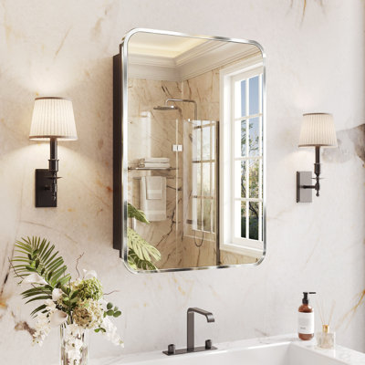 Armoire à pharmacie avec miroir, armoire de salle de bain avec rangement, armoire à pharmacie murale à miroir avec tablettes réglables pour évier