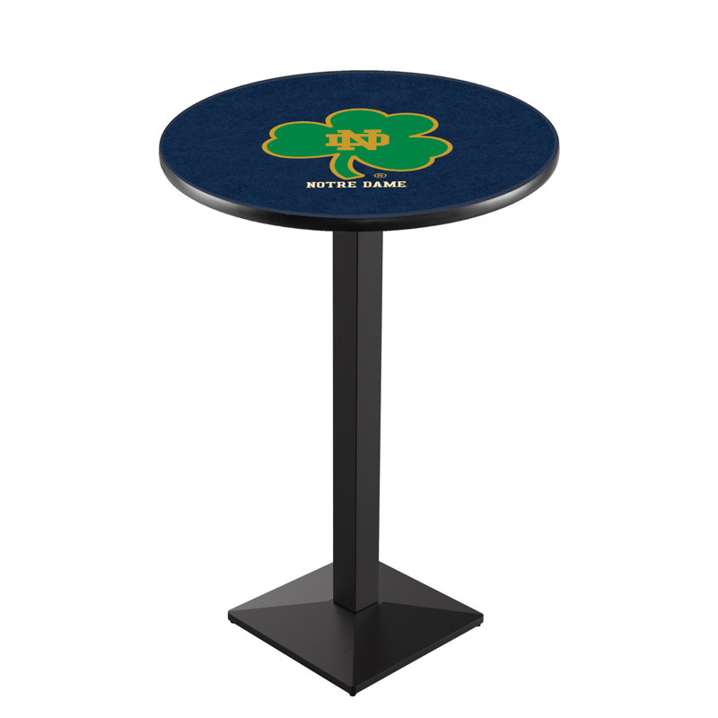 Round Metal Base Dining Table, Black Wrinkle, Notre Dame - Shamrock