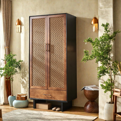 Simple and Retro Rattan Wardrobe