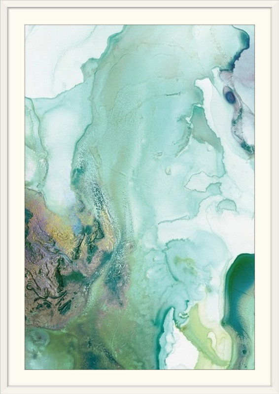 « menthe bubbles iii », reproduction, H 26 po x l 20 po x P 1 po, Cadre blanc