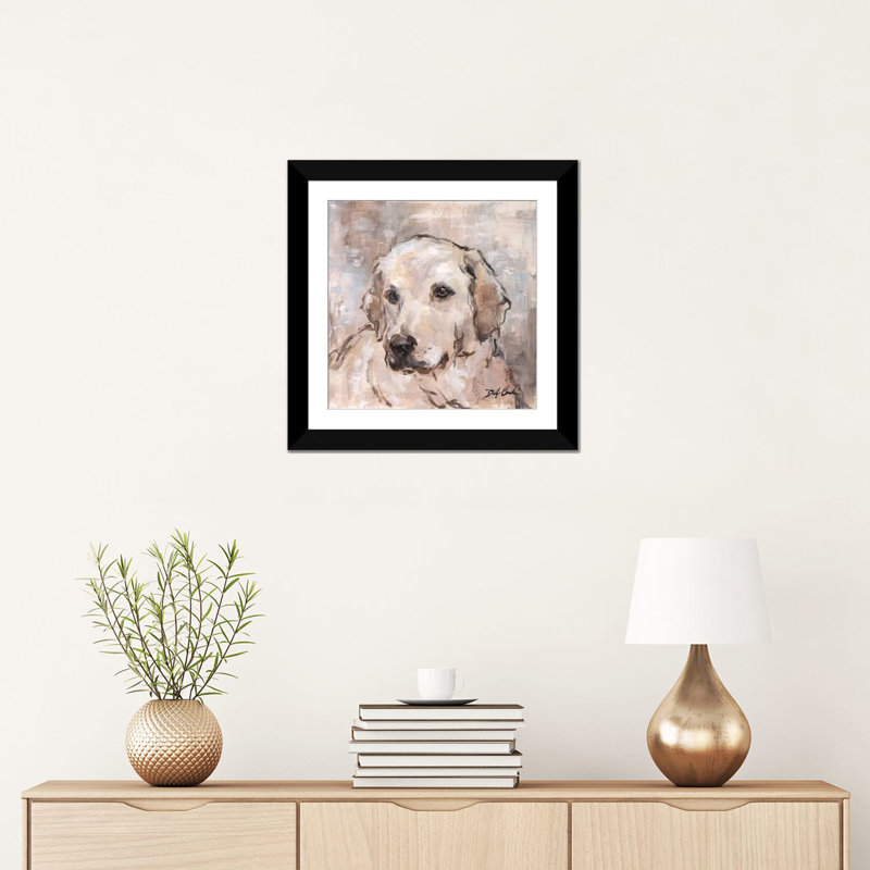 «Lovely Lab», reproduction sur toile, H 24 po x l 24 po x P 1 po, Papier d'art encadré noir, Blanc