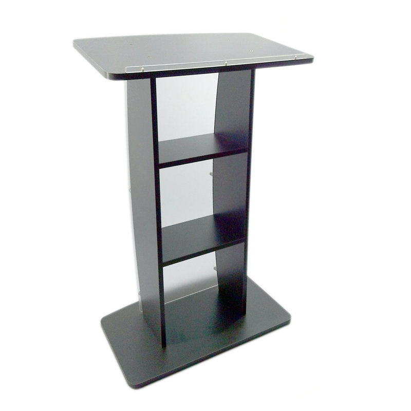 Dark Grey 44" Tall Acrylic and Wood Podium with Frosted Panel