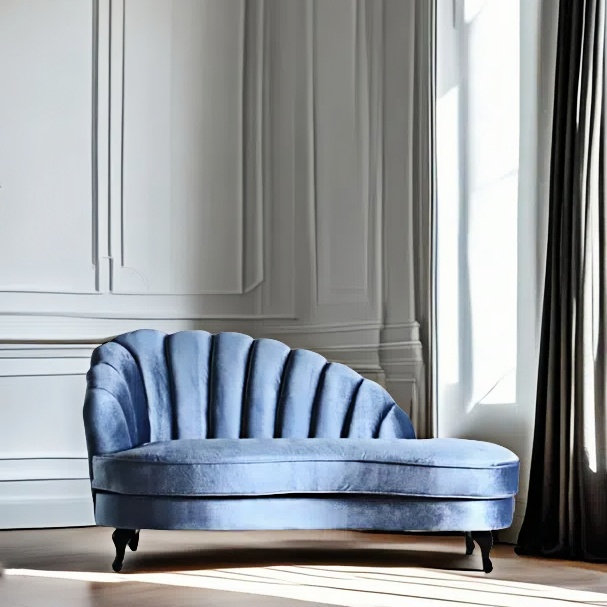 Chaise longue à arc personnalité, Retour à gauche, Bleu
