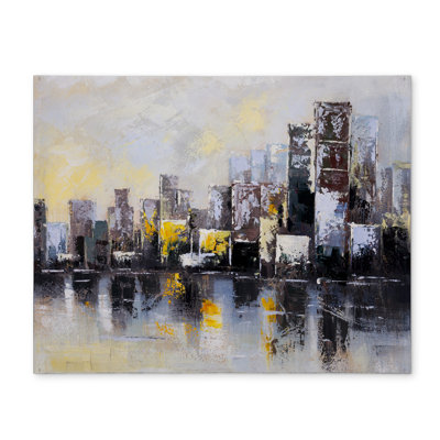 Industrial Cities Yellow Polyester Placemat - Abstract City Decor