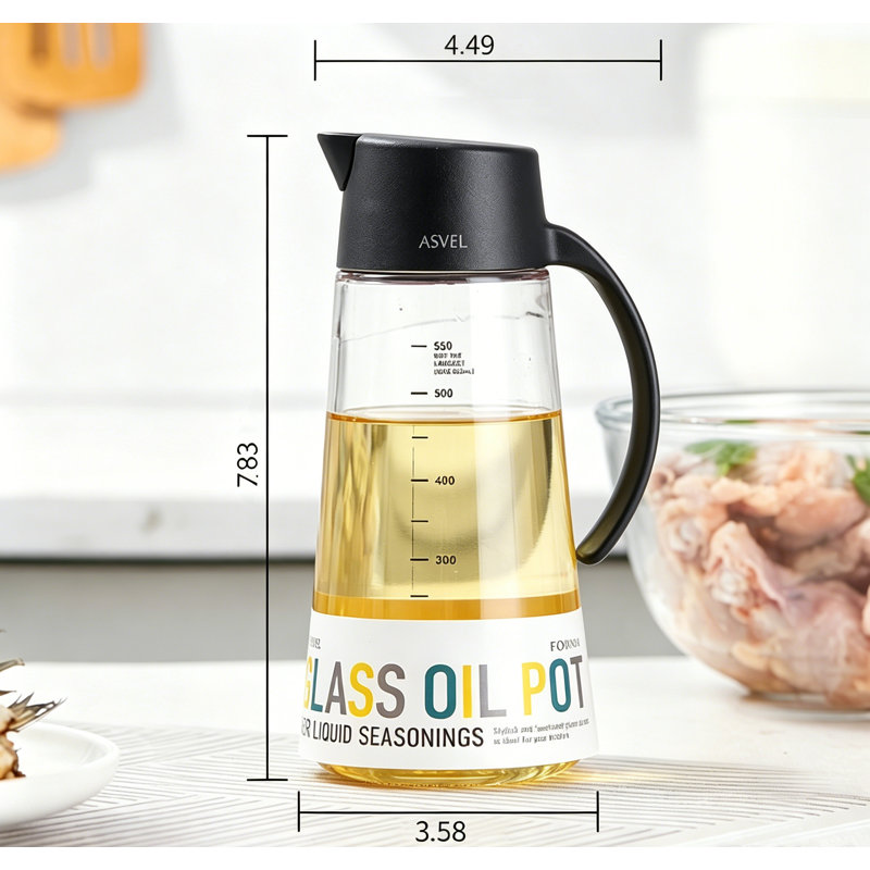  Asvel 22oz Glass Single Oil / Vinegar Cruet, Black