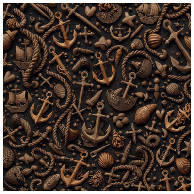 Nautical Anchors Ropes Quilted Bedspread All Sizes