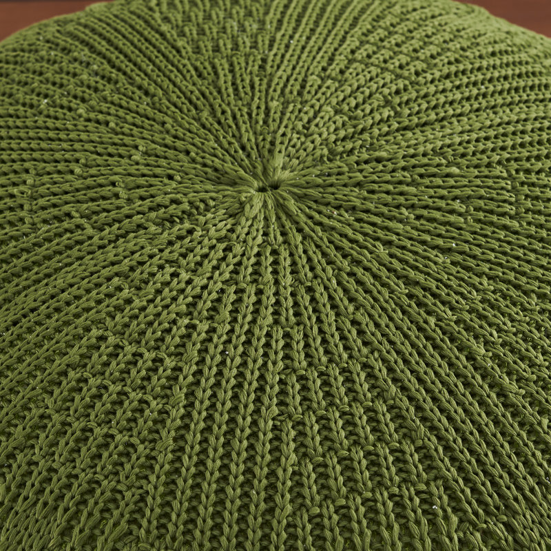 Almanda Upholstered Pouf, Dark Green Polypropylene/Olefin