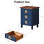 Vintage Farmhouse End Table With Floral Knobs – 19" Rustic Nightstand With 3 Drawers & Gourd Legs,Bedside Or Sofa Accent Table, Almost Fully Assembled, Blue-910658151