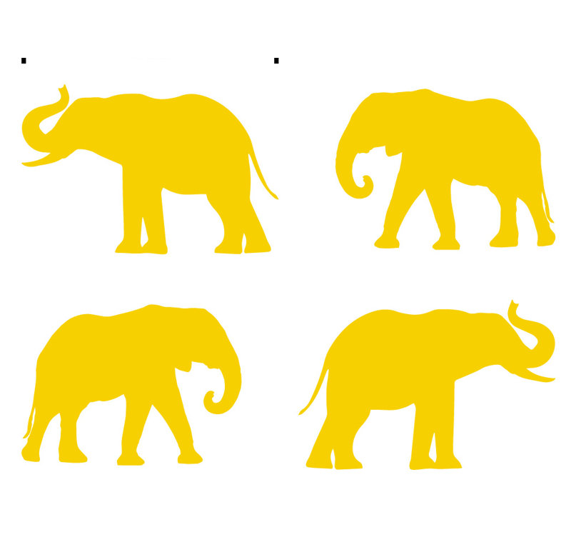 Décalcomanie murale motif éléphant, H 2,5 po x l 4 po x P 0,01 po, Jaune clair