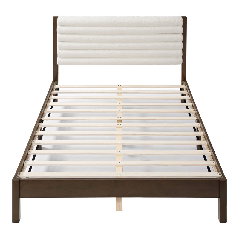 Casondra Upholstered Platform Bed, Dark Walnut